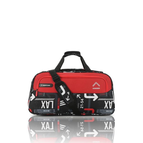 uppercase JFK 55 Cm Duffle Bag | 44 LTS |Dust Resistant Travel Polyester Duffle Bag | Spacious Main Compartment|Adjustable Shoulder Strap | Sustainable Duffle Bags for Women & Men|(Red)