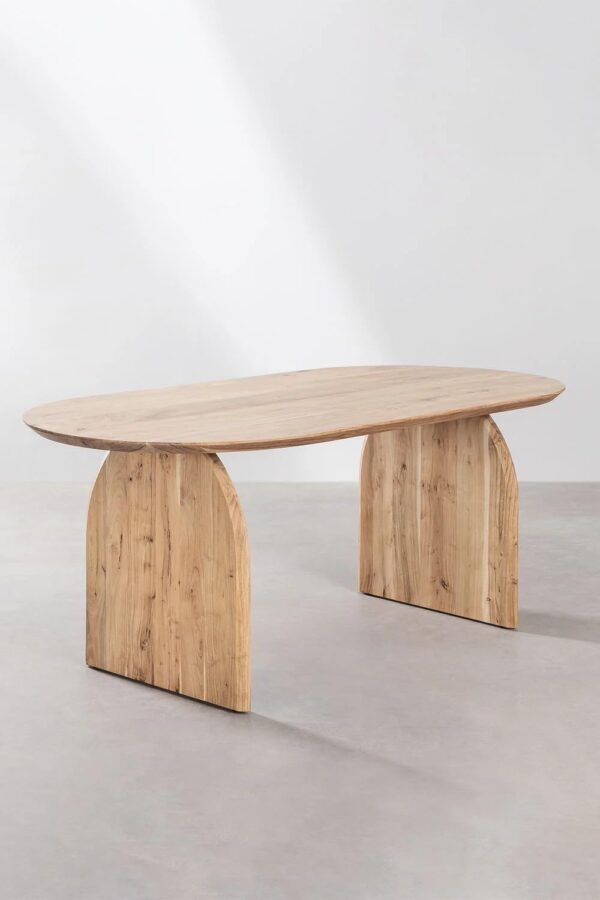 Quick Artsy - Oval Wooden Dining Table | Dining Room Furniture | Mango Wood Dining | 200 x 105x 79.5 cms | Natural (Natural)