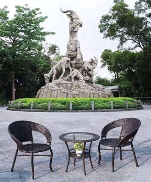 Lotey Outdoor D-12 Chairs Table Set 2+1 Wicker Patio Furniture Sets 2 Chair and 1 Table for Garden Balcony Bedroom Powder Coated Frame Uv Protected Wicker (Brown Colour)