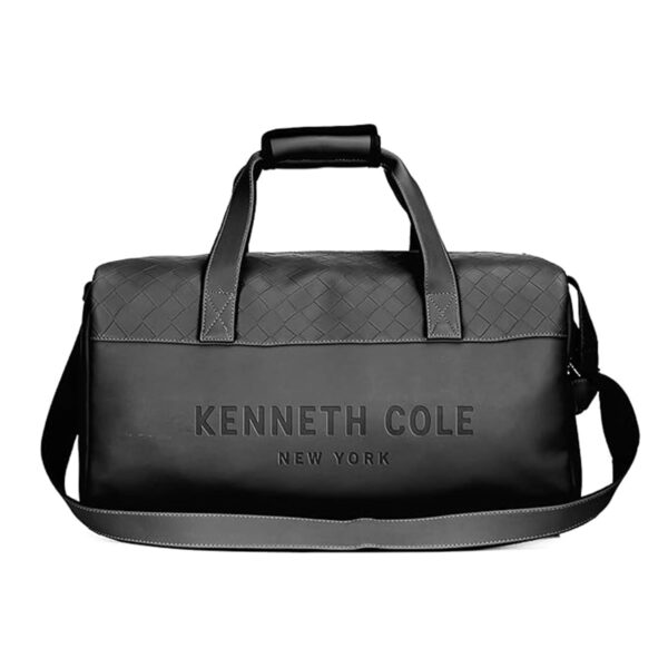 Kenneth Cole Faux Leather Duffle Bag for Travel|Compact and Comfortable for Travelling|Suitable for Men's and Women's|Cabin Luggage Bag, 52 x 24 x 28 Centimeters, Black