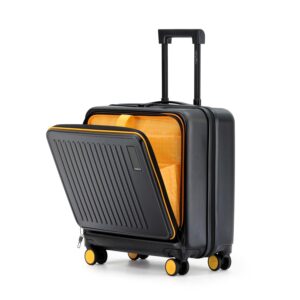 MOKOBARA Transit Cabin Overnighter Luggage | 44 Liters Capacity Carry-On Suitcase | Polycarbonate Hard Shell & 8 Silent Wheels | TSA Approved Lock | Black | Money Moves Sunray 2.0