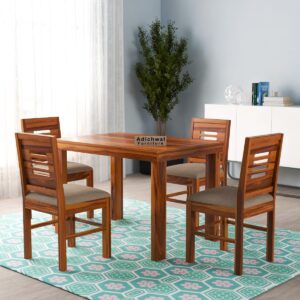 Adichwal Furniture Solid Sheesham Wood 4 Seater Dining Set Dining Table Set with Cushioned Chairs for Dining Room | Living Room | Home & Office | Hotels Restaurant (4 Seater, Honey E) Adichwal Furniture Solid Sheesham Wood 4 Seater Dining Set Dining Table Set with Cushioned Chairs for Dining Room | Living Room | Home & Office | Hotels Restaurant (4 Seater, Honey E)