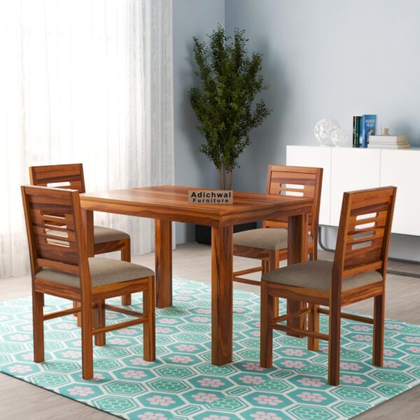 Adichwal Furniture Solid Sheesham Wood 4 Seater Dining Set Dining Table Set with Cushioned Chairs for Dining Room | Living Room | Home & Office | Hotels Restaurant (4 Seater, Honey E) Adichwal Furniture Solid Sheesham Wood 4 Seater Dining Set Dining Table Set with Cushioned Chairs for Dining Room | Living Room | Home & Office | Hotels Restaurant (4 Seater, Honey E)