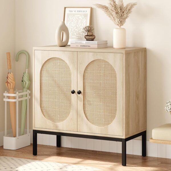 Enhance Your Home with Quick Artsy's Versatile Buffet Cabinet: Rattan Storage, Accent Sideboard, and Wood Console - Perfect Entryway Cabinet for Living Room, Dining Room, or Hallway