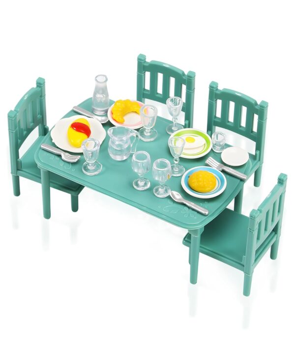 Doll House Furniture, Miniature Dining Table Set for Dollhouse, Miniature Furniture for Collectors and Miniature Scene Creation