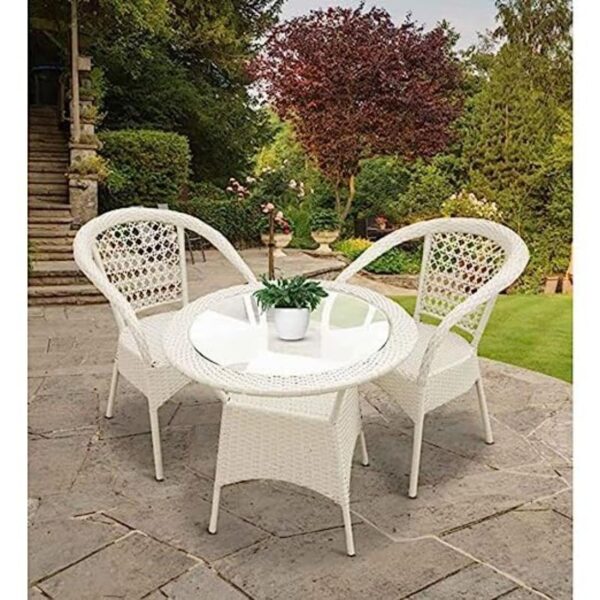 Aashvicraft Patio D-8 |Indoor |Outdoor |Living Room| Balcony| Garden| Chair Table Set 2+1 (2 Chair + 1 Table)| Furniture Set| Coffee Chair Table Set|Powder Coated|Color-Off White