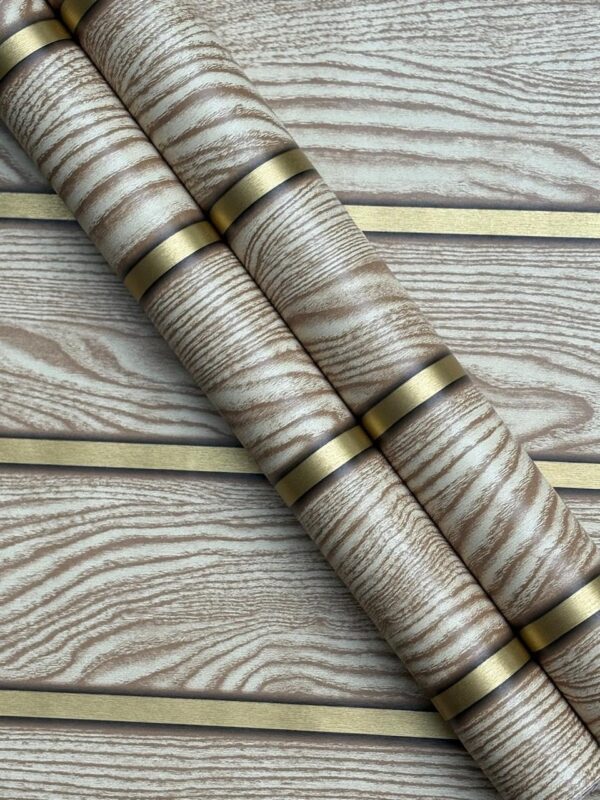 ELTON Wooden Golden Stripe Wallpaper, Self-Adhesive, Waterproof, Grey Wood Pattern with Gold Lines, Wall Decal for Home Decor (Grey Wood, 45 X 300 CMS) ELTON Wooden Golden Stripe Wallpaper, Self-Adhesive, Waterproof, Grey Wood Pattern with Gold Lines, Wall Decal for Home Decor (Grey Wood, 45 X 300 CMS)