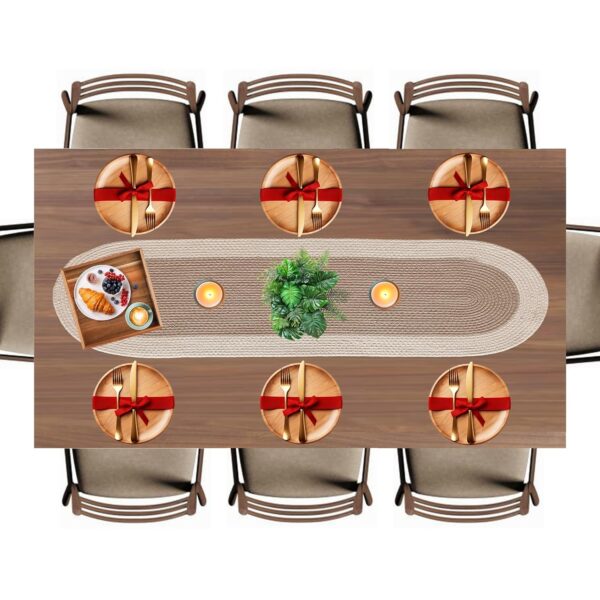 SLEEKBODE Dining Table Runner | Table Runners for Living Room | Cotton Runner for Centre Table | Side Table Cover | Runner for Dining Table (Beige & Off-White, 54 X 12 Inch (137 X 30 Cm))