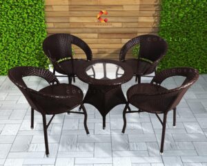 Corazzin Garden Patio Seating Chair and Table Set Balcony Outdoor Furniture with 1 Tables and 4 Chair Set (Brown), ?Rattan & Wicker, 63 Cm, 63 Cm Corazzin Garden Patio Seating Chair and Table Set Balcony Outdoor Furniture with 1 Tables and 4 Chair Set (Brown), ?Rattan & Wicker, 63 Cm, 63 Cm