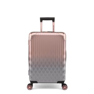 iFLY Smart Shield 54 Cm Polycarbonate Hard-Sided 4 Wheels Spinner Lightweight Fashionable Travel Bag Suitcase For Luggage (Rose/Silver)