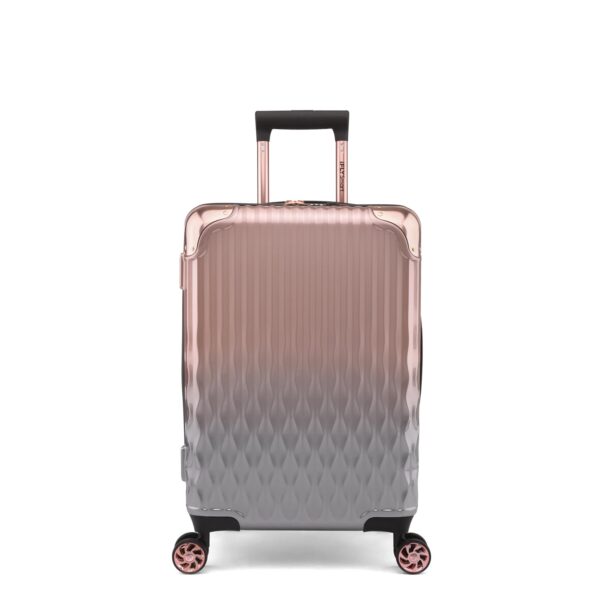 iFLY Smart Shield 54 Cm Polycarbonate Hard-Sided 4 Wheels Spinner Lightweight Fashionable Travel Bag Suitcase For Luggage (Rose/Silver)