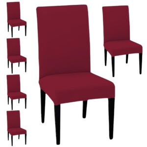 HOTKEI Polyester Blend Pack of 6 Maroon 200 GSM Dining Chair Cover Set of 6 for Dining Table Chair Stretchable Seat Cover Covers Set of 6 Seater Chair HOTKEI Polyester Blend Pack of 6 Maroon 200 GSM Dining Chair Cover Set of 6 for Dining Table Chair Stretchable Seat Cover Covers Set of 6 Seater Chair