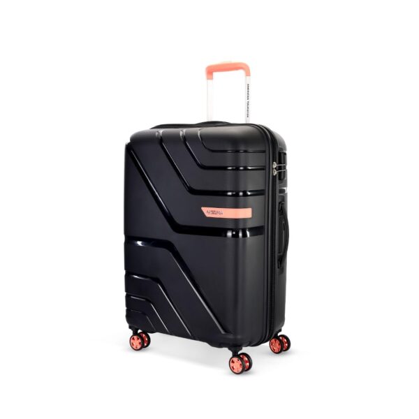 American Tourister Upland Sport 68 CM Medium Check-in Luggage, Polypropylene (PP) Hardside 8 Wheels Spinner Luggage with Combination Lock, Suitcase/Trolley Bag for Travel - Black