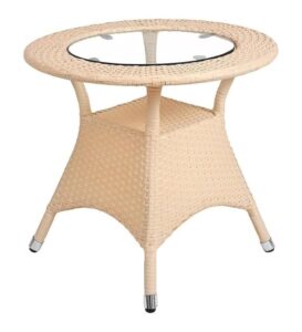 ANAND INDIA GROUPS 1 Table Wicker Patio Furniture Sets (1 Table Only) for Garden Balcony Bedroom Powder Coated Frame Uv Protected Wicker (24 * 24 cm)(Honey)