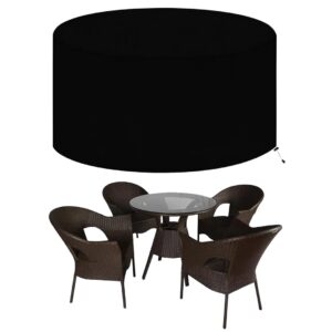 KHOOBREZ Indoor Outdoor Table Cover, 4 -Chair 1-Middle Patio Dust Waterproof Covers Garden Furniture Balcony | Living Room Table Set Cover (Black) KHOOBREZ Indoor Outdoor Table Cover, 4 -Chair 1-Middle Patio Dust Waterproof Covers Garden Furniture Balcony | Living Room Table Set Cover (Black)