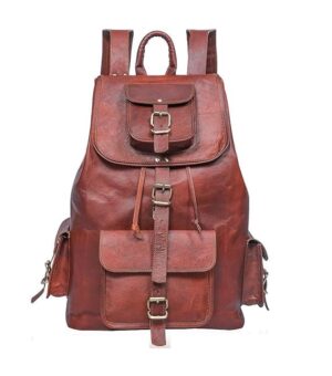 ZNT BAGS 25 Litres Handmade Leather Backpack Shoulder Rucksack - Trendy Stylish Unisex Travel Bag For Boys And Girls Perfect For Vintage Vibes In College And Office For Men And Women (Mahogany Brown)