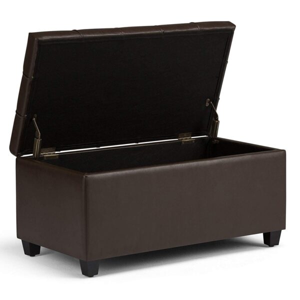 ABSARS Storage Ottoman Bench with Hinged Lid, Faux Leather for Bedroom Living Room HallwayDark Brown (Brown) ABSARS Storage Ottoman Bench with Hinged Lid, Faux Leather for Bedroom Living Room HallwayDark Brown (Brown)