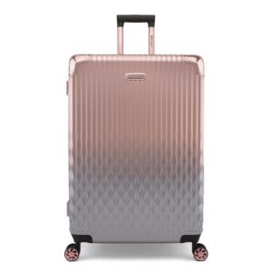 iFLY 100% PC 8 Wheels 360 Degree Smart Shield Hardside Lightweight Fashionable Travel Bag | Suitcase for Luggage | Rose/Silver | 71 CM Cabin Bag