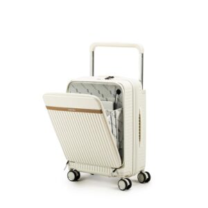 THE ASSEMBLY Polycarbonate Spinner Cabin Trolley Bag -50 Litres | 4 Wheels, Premium Hard-Sided Wide Handle Luggage With In-Built Tsa Lock & Usb Charging Port - 55 Cms | Roverpro, White