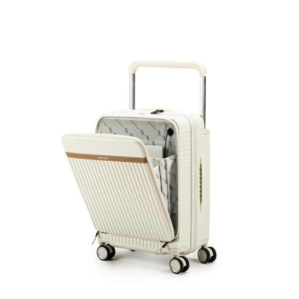 THE ASSEMBLY Polycarbonate Spinner Cabin Trolley Bag -50 Litres | 4 Wheels, Premium Hard-Sided Wide Handle Luggage With In-Built Tsa Lock & Usb Charging Port - 55 Cms | Roverpro, White