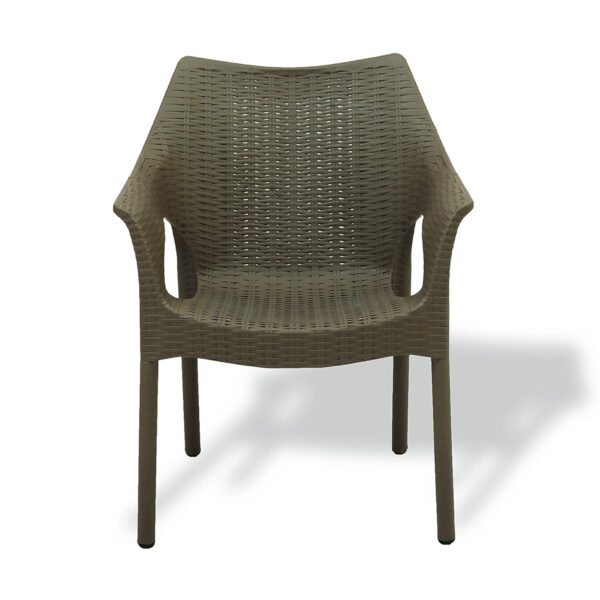 Binani Supreme Cambridge Plastic Chair with Rattan Finish| Durable/Weatherproof & Stackable Armchair| Comfortable Backrest Chair for Home/Garden/Balcony/Office & Outdoor Use (Wenge,Set of 1)