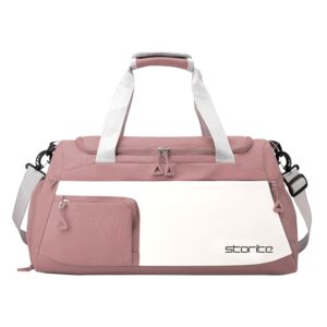 Storite Nylon 50 cms Imported Travel Duffle Bag Multi- Pocket Sports Shoulder Bag for Women with Wet Pocket & Shoe Compartment Weekender Overnight Travel Luggage Bag (Deep Pink - 50 x 25 x 27 Cm)