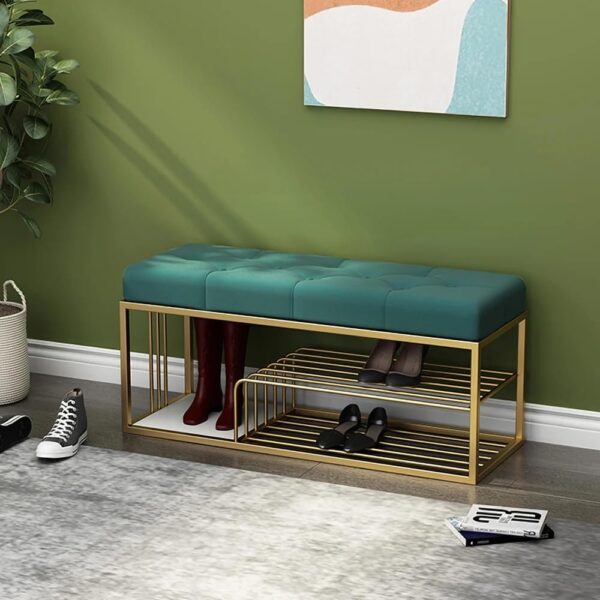 Dence Store Bench with Storage Medium Size Bench and Velvet Upholstery for The Entryway Sleeping Bench Ottoman, Sofa, Footstool, Bed End Table, Settee, with Storage for Living Area and Bedroom (Green)