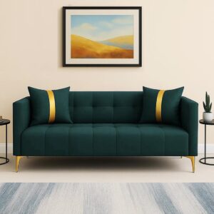 CASASTYLE Styleliving 3 Seater Sofa Set for Premium Living (Teal Color)