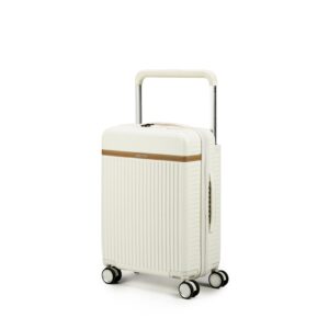THE ASSEMBLY Polycarbonate Assembly Hard-Sided Cabin Hardshell Luggage - 55Cms|Premium Wide Handle 8 Spinner Wheels Trolley Bag With In-Built Tsa Lock & Noise Free Wheels- Rover, White