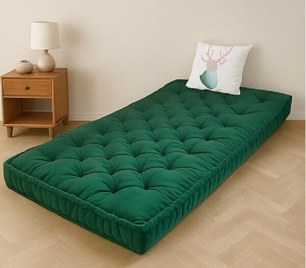 ATOOTFUSION Cotton Floor Mattress, 4 inch Thick Tufted Cushion, 72 x 30 inch, Foldable, Rollable Light Weight Cotton Mattress (Bottle Green) ATOOTFUSION Cotton Floor Mattress, 4 inch Thick Tufted Cushion, 72 x 30 inch, Foldable, Rollable Light Weight Cotton Mattress (Bottle Green)