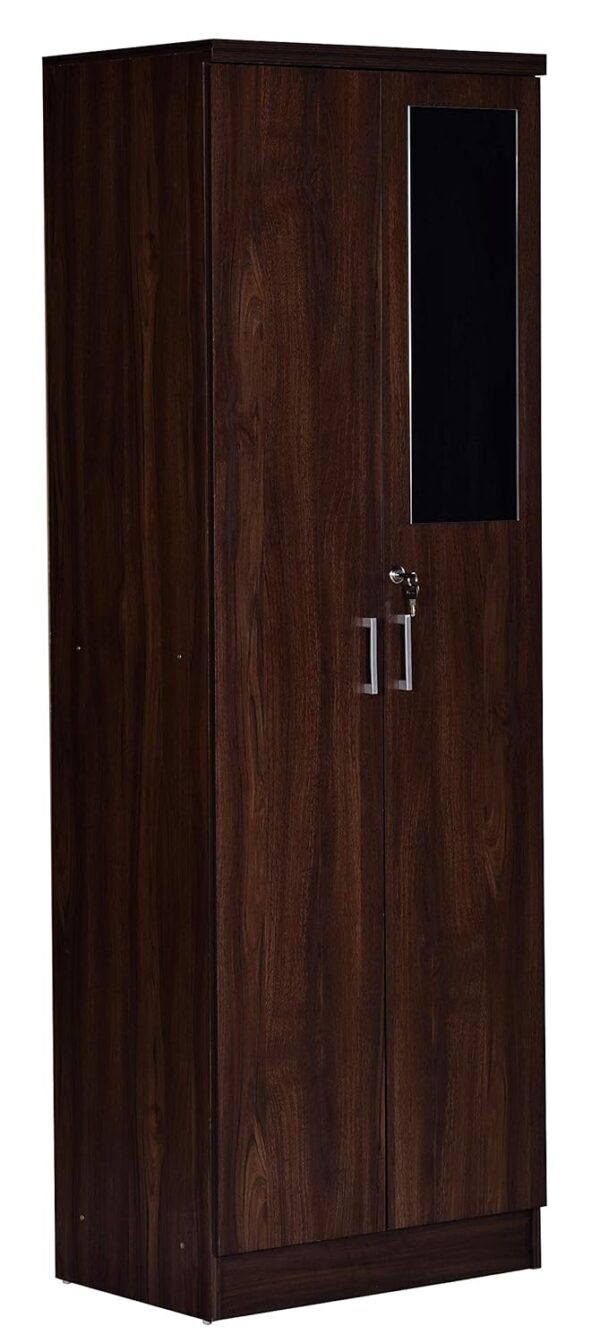 DeckUp Cove 2-Door Engineered Wood Wardrobe with Mirror (Walnut, Matte Finish) DeckUp Cove 2-Door Engineered Wood Wardrobe with Mirror (Walnut, Matte Finish)