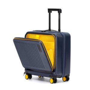 MOKOBARA Polycarbonate The Transit Cabin Overnighter Luggage 58Cms Cabin Size Poly-Carbonate Hard Sided 8 Hinomoto Wheels Suitcase Trolley (We Meet Again Sunray 2.0, Blue)