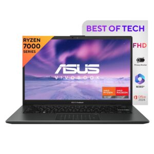 ASUS Vivobook Go 14, AMD Ryzen 3 7320U, 8GB RAM, 512GB SSD, FHD 14", Windows 11, Office Home 2024, Mixed Black, 1.38 kg, E1404FA-NK3325WS, AMD Radeon iGPU, M365 Basic (1Year)*, Thin & Light Laptop