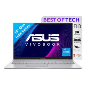 ASUS Vivobook 15, Intel Core i5 13th Gen 1335U, 16GB RAM, 512GB SSD, FHD 15.6", Windows 11, Office 2021, Cool Silver, 1.70kg, X1504VA-NJ540WS, Intel Iris X iGPU, 42WHrs, Thin & Light Laptop
