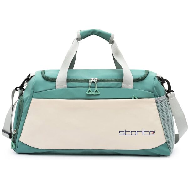 Storite Nylon 51 cms Imported Travel Duffle Bag Multi- Pocket Sports Shoulder Bag for Women with Wet Pocket & Shoe Compartment Weekender Overnight Travel Luggage Bag (Green/White - 51x22x28 Cm) Storite Nylon 51 cms Imported Travel Duffle Bag Multi- Pocket Sports Shoulder Bag for Women with Wet Pocket & Shoe Compartment Weekender Overnight Travel Luggage Bag (Green/White - 51x22x28 Cm)