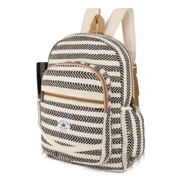 Padam-Shri Handcrafted 100% Hemp Backpack Multicolor Boho Rucksack for Men & Women | Eco-Friendly, Handwoven College Bag with Front Pocket & Side Pouch | Travel & Casual Use