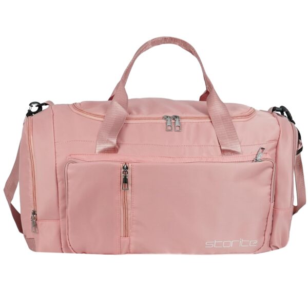 Storite Nylon 52 Cm Multi Purpose Travel Duffle Bag for Women with Dry and Wet Separate Pocket, Lightweight Waterproof Backpack Carry Luggage Bag with Shoe Compartment (Pink, 52 x 23 x 25 cm)