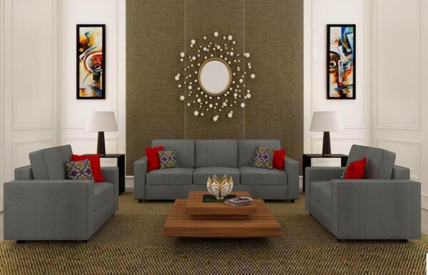 Homeify Poppy 5 Seater 3+1+1 Living Room Sofa Set (Grey)