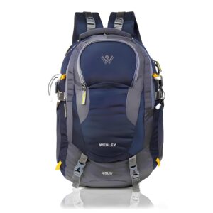 Wesley Spartan 45 Ltr Unisex trekking Rucksack Travel Backpack with Raincover and Internal Organiser (Grey Navy)