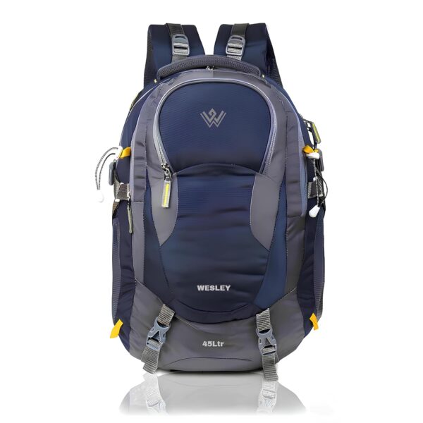 Wesley Spartan 45 Ltr Unisex trekking Rucksack Travel Backpack with Raincover and Internal Organiser (Grey Navy)