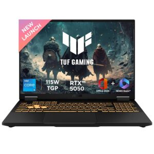 ASUS TUF F16,13th Gen,Intel Core i5-13450HX,Gaming Laptop(RTX 5050-8GB/115W TGP/16GB RAM/1TB SSD/FHD+/16"/165Hz/90Whr/Windows 11/M365 Basic (1Year)*/Office Home 2024/Jaeger Gray/2.5 Kg)FX608JH-RV057WS