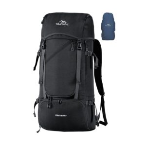 TRAWOC IGNITE 50 Litre Travel Bag Front & Top Open Backpack for Hiking Trekking Camping, Rucksack for Men & Women with Rain Cover and Shoe Compartment SHK020