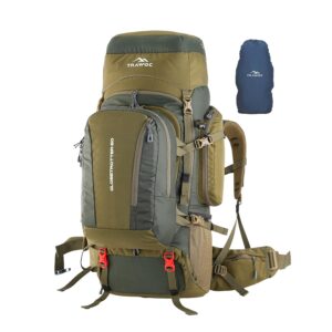 TRAWOC GLOBETROTTER 80 Liter (70+10) Internal Metal & Fiber Frame Rucksack Bag for Men & Women Trekking, Hiking Travel Backpack with Detachable Daypack, Rain Cover and Shoe Compartment.