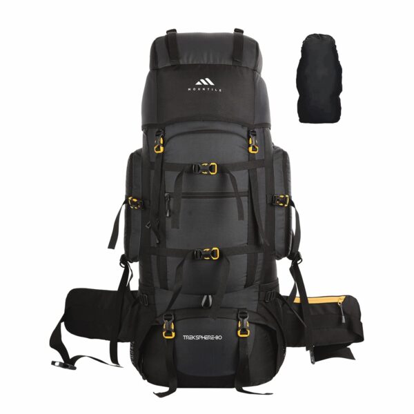 MOUNTILE TREKSPHERE 80L Travel Backpack with Water Proof Rain Cover - Camping Hiking Rucksack Trekking Bag - MTX01