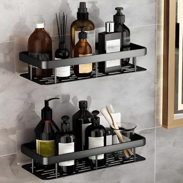 PulGos 1 Pc Heavy Abs Duty Self-Adhesive Bathroom Shelf Rack Wall Mounted Bathroom Storage Shelf, Multipurpose Kitchen Shelf Organizer, Space-Saving Shelf for Toilet, Shower, Washroom (Black) PulGos 1 Pc Heavy Abs Duty Self-Adhesive Bathroom Shelf Rack Wall Mounted Bathroom Storage Shelf, Multipurpose Kitchen Shelf Organizer, Space-Saving Shelf for Toilet, Shower, Washroom (Black)