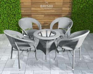 BRISHI Rattan & Wicker Garden Patio Seating Chair and Table Set Outdoor Garden Balcony Coffee Table Set Furniture (Grey, 4 Seater), 56 cm , 58 cm , 67 cm BRISHI Rattan & Wicker Garden Patio Seating Chair and Table Set Outdoor Garden Balcony Coffee Table Set Furniture (Grey, 4 Seater), 56 cm , 58 cm , 67 cm