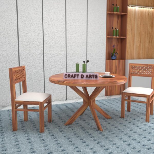 CRAFT D ARTS Solid Sheesham Wood 2 Seater Dining Table Set with Cushioned Chairs for Dining Room | Living Room | Home & Office | Hotels Restaurant & Cafe (2 Seater, Honey C) CRAFT D ARTS Solid Sheesham Wood 2 Seater Dining Table Set with Cushioned Chairs for Dining Room | Living Room | Home & Office | Hotels Restaurant & Cafe (2 Seater, Honey C)