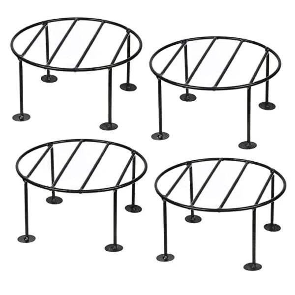 N.A Supplier Iron Indoor/Outdoor Flowerpot/Plant Stand for Home Garden Balcony, Living Room Dcor (Black, Pack of 4)