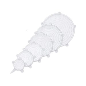 Carrot - Elastic Silicone Lids, Reusable Plastic Wrap, Alternative for Storage Pails and Containers lids, Set of 6 Different Sizes, to Keep Food Fresh (White Color - Pack of 6) Carrot - Elastic Silicone Lids, Reusable Plastic Wrap, Alternative for Storage Pails and Containers lids, Set of 6 Different Sizes, to Keep Food Fresh (White Color - Pack of 6)
