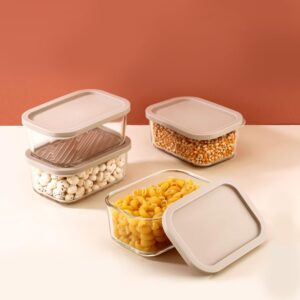 ATTRO Glassox Storeit Borosilicate Glass Storage Containers 750ml, Set of 4, Transparent & Stackable with PE Lids, Microwave, Fridge & Dishwasher Safe, Ideal for Kitchen & Leftovers- Ivory ATTRO Glassox Storeit Borosilicate Glass Storage Containers 750ml, Set of 4, Transparent & Stackable with PE Lids, Microwave, Fridge & Dishwasher Safe, Ideal for Kitchen & Leftovers- Ivory